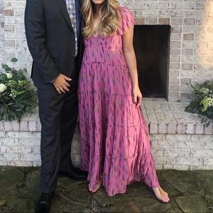 Pink with multi colored shimmer maxi dress